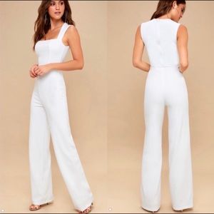 LULU’S Enticing Endeavors white jumpsuit